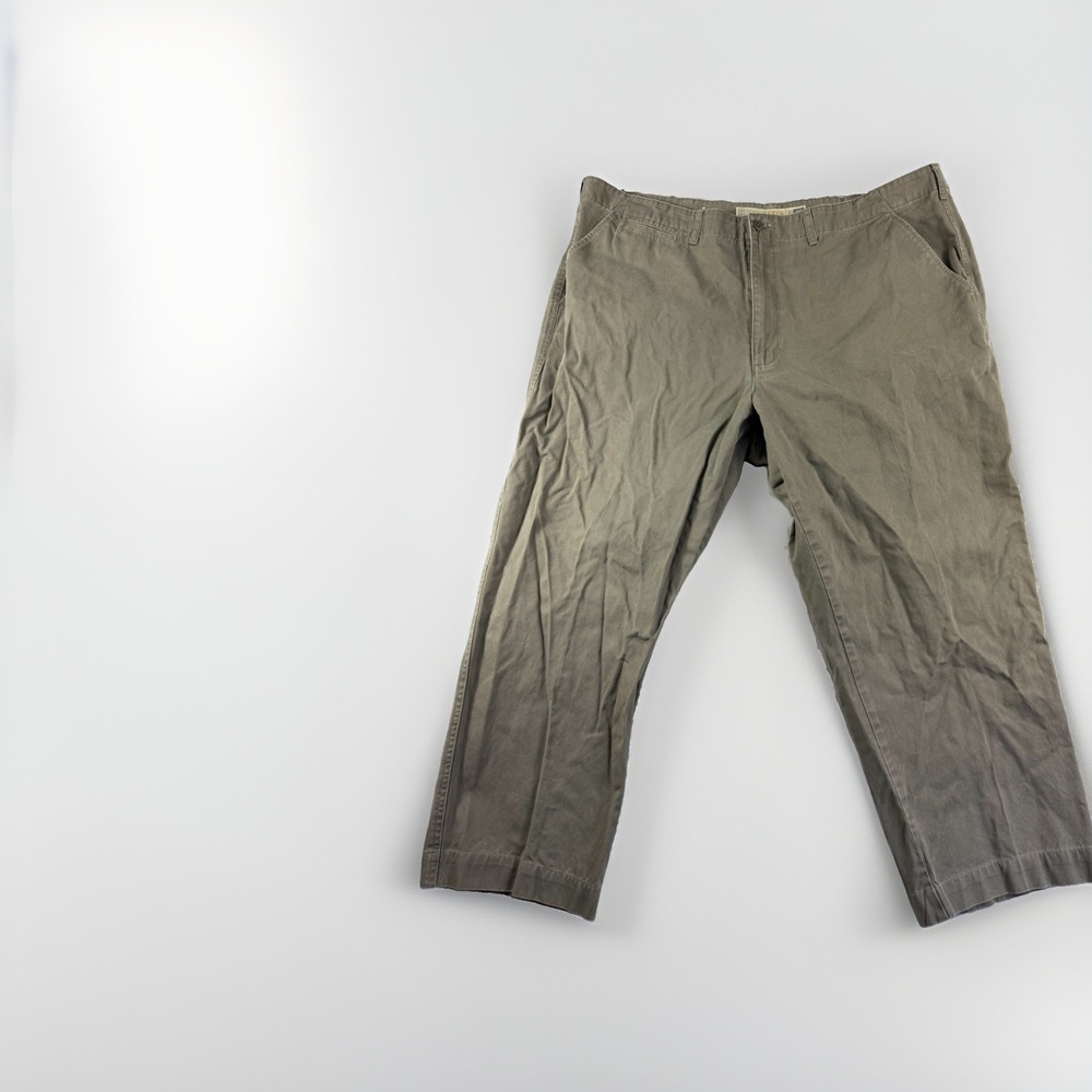cabela's khakis, flat front pants, slacks, grey green, men's 46x27, cotton